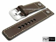 Uhrenarmband 22mm dunkelbraun Leder mit einer Niete helle Naht von PATTINI (Schließenanstoß 22 mm)