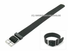 Uhrenarmband 18mm schwarz Nylon/Textil Durchzugsband (Schließenanstoß 18 mm)