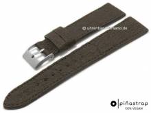 100% vegan: Uhrenarmband 18mm dunkelbraun aus Ananas-Fasern abgenäht von PINASTRAP (Schließenanstoß 16 mm)