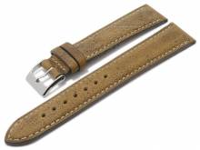 Watch strap 20mm light brown genuine antelope vintage look light stitching by PEBRO Premium (width of buckle 18 mm)