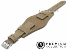 Watch strap 19mm dun leather vintage look with leather pad by PEBRO Premium (width of buckle 16 mm)