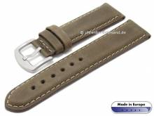 Watch strap 26mm dark brown leather vintage-look light stitching (width of buckle 24 mm)