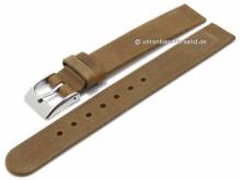 Watch strap 14mm brown leather antique look special lug ends for screwed casings (width of buckle 14 mm)