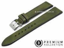 Watch strap 22mm oliv green leather vintage look hand polished by PEBRO Premium (width of buckle 18 mm)
