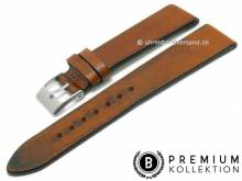 Watch strap 22mm light brown leather vintage look hand polished by PEBRO Premium (width of buckle 18 mm)