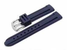 Watch strap Bozen 22mm dark blue silicone matt with 2 grooves (width of buckle 20 mm)