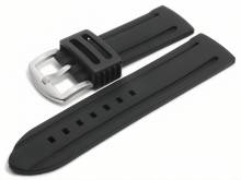 Watch strap Bozen 26mm black silicone matt with 2 grooves (width of buckle 24 mm)