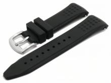 Watch strap Stockton 22mm black silicone sporty smooth matt with curved ends (width of buckle 20 mm)
