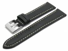 Watch strap Puebla 18mm black Lorica microfiber matte light stitching (width of buckle 16 mm)