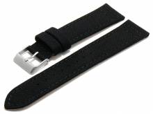 Watch strap Tijuana 18mm black Cordura (textile) stitched underside Lorica (width of buckle 16 mm)