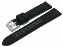 Watch strap Tacna 20mm black recycled polyester/vegan textile like stitched (width of buckle 18 mm)