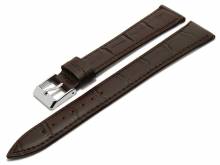 Watch strap Tarma XL super long 22mm dark brown leather alligator grain stitched matt (buckle 18 mm)