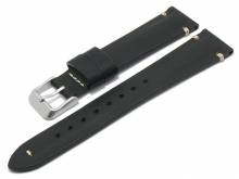 Watch strap Ravenwood 22mm black HORWEEN leather vintage look matt light stitching (width of buckle 20 mm)