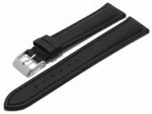 Watch strap Mantua 22mm black leather smooth stitched (width of buckle 20 mm)