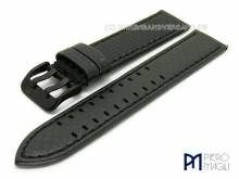 ABVERKAUF: Uhrenarmband Carbon Fiber BB 18mm schwarz echt Leder im Carbon-Look Schließe schwarz Piero Magli