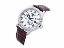 Automatic watch stainless steel silver face white leather strap from RIEDENSCHILD (*RS*HU*)