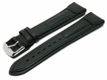 Uhrenarmband Apulia 24mm schwarz Leder extremer Look von RIOS (Schließenanstoß 20 mm)