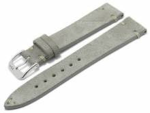 Watch strap Hudson 22mm grey leather suede like light stitching by RIOS (width of buckle 18 mm)