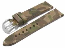 Watch strap Grand 22mm oliv green-brown camouflage leather military look light stitching RIOS (width of buckle 20 mm)