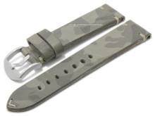 Watch strap Grand 22mm grey camouflage leather military look light stitching RIOS (width of buckle 20 mm)