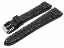 Uhrenarmband Performance 24mm schwarz Büffelleder extremer Look von RIOS (Schließenanstoß 20 mm)