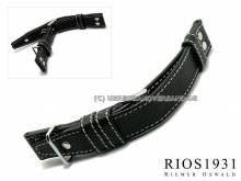 Uhrenarmband Aviator 20mm schwarz Büffelleder Aviator-Look von RIOS (Schließenanstoß 18 mm)