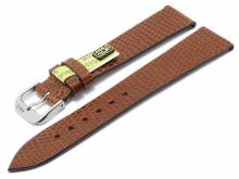Uhrenarmband Charme 16mm mittelbraun echt Eidechsen-Leder flach glänzend von RIOS (Schließenanstoß 14 mm)