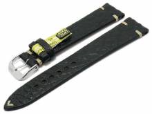 Uhrenarmband Royal 20mm schwarz echt Alligator-Leder matt helle Naht von RIOS (Schließenanstoß 16 mm)