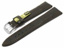 Luxus-Uhrenband Monarch 19mm dbraun Ober- & Unterleder echt Alligator matt handgenäht v. RIOS (Schließenanstoß 16 mm)