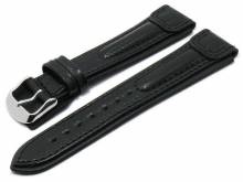 Uhrenarmband Montreal 24mm schwarz Leder Karbon-Look extremes Design von RIOS (Schließenanstoß 20 mm)