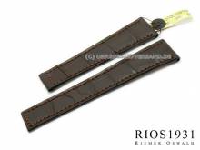 Well-crafted watch strap Projeter 20mm dark brown genuine alligator for clasp RIOS (width of buckle 16 mm) - EU ONLY
