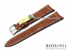 Well-crafted watch strap Avantgarde 20mm l.brown genuine alligator curved ends RIOS (width of buckle 16 mm) - EU ONLY