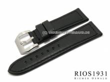 Uhrenarmband Milano 24mm schwarz für Officine Panerai glatt von RIOS (Schließenanstoß 22 mm)