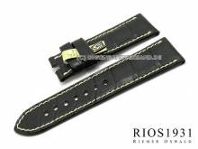 Uhrenarmband Pisa 24mm schwarz echt Alligator für Officine Panerai RIOS (Schließenanstoß 22 mm)