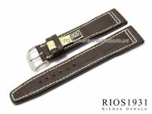 Well-crafted watch strap Hurricane 22mm dark brown genuine allig. aviator look RIOS (width of buckle 18 mm) - EU ONLY