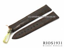 Well-crafted watch strap Master 20mm dark brown genuine alligator for clasp by RIOS (width of buckle 18 mm) - EU ONLY