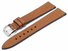 BIO-Leder: Uhrenarmband Mittenwald 19mm hellbraun genarbt rustikale Optik abgenäht von RIOS (Schließenanstoß 16 mm)