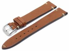 BIO-Leder: Uhrenarmband Inzell 19mm hellbraun genarbt rustikale Optik helle Naht von RIOS (Schließenanstoß 16 mm)