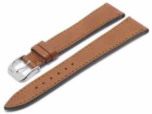 BIO-Leder: Uhrenarmband Peiting 18mm hellbraun genarbt matt abgenäht von RIOS (Schließenanstoß 16 mm)