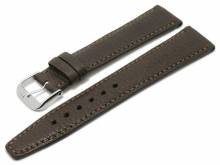BIO-Leder: Uhrenarmband Füssen 19mm dunkelbraun genarbt matt abgenäht von RIOS (Schließenanstoß 16 mm)