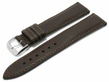 BIO-Leder: Uhrenarmband Schongau 19mm dunkelbraun matt abgenäht von RIOS (Schließenanstoß 16 mm)