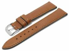 BIO-Leder: Uhrenarmband Garmisch 18mm hellbraun genarbt abgenäht von RIOS (Schließenanstoß 16 mm)