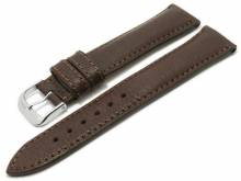 BIO-Leder: Uhrenarmband Garmisch 18mm dunkelbraun genarbt abgenäht von RIOS (Schließenanstoß 16 mm)