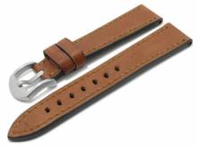 BIO-Leder: Uhrenarmband Tegernsee 24mm hellbraun genarbt abgenäht von RIOS (Schließenanstoß 22 mm)
