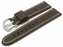 BIO-Leder: Uhrenarmband Starnberg 24mm dunkelbraun genarbt helle Naht von RIOS (Schließenanstoß 22 mm)