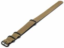 Uhrenarmband NATO Tallinn 18mm hellbraun Canvas/Leder Vintage-Look Durchzugsband von RIOS