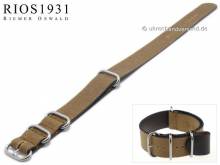 Uhrenarmband NATO Sofia 18mm mittelbraun Canvas/Leder Vintage-Look Durchzugsband von RIOS