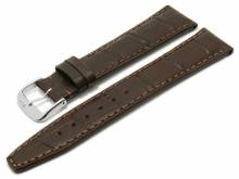 Uhrenarmband Dallas 21mm dunkelbraun Leder Alligator-Prägung abgenäht von RIOS (Schließenanstoß 18 mm)