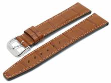 Uhrenarmband Dallas 21mm hellbraun Leder Alligator-Prägung abgenäht von RIOS (Schließenanstoß 18 mm)