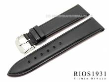 Uhrenarmband Toscana 17mm schwarz Kalbleder glatt abgenäht von RIOS (Schließenanstoß 16 mm)